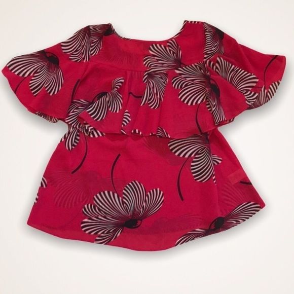 ANN TAYLOR Floral Flutter Sleeve Blouse - Picture 5 of 8